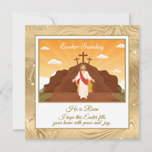 Tarjeta Festiva "Él ha resucitado" Feliz Pascua - Religioso Person