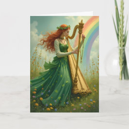 Tarjeta Festiva El Harpist y el Día del Arcoiris en San Patricio