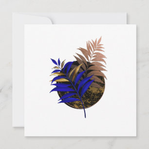 Tarjeta Festiva El helecho azul en círculo negro