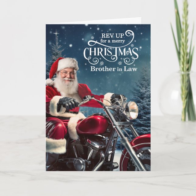 Tarjeta Festiva El hermano en bicicleta de leyes Santa Navidades e (Anverso)