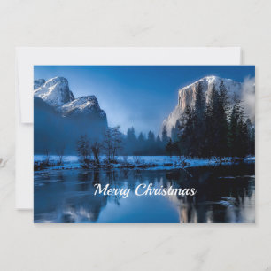 Tarjeta Festiva El hermoso plano de los Navidades azul amarillento