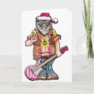 Tarjeta Festiva El hippy Santa dice "Yule fresco "