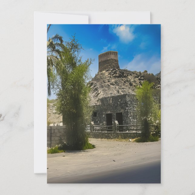 Tarjeta Festiva El histórico paisaje de la mezquita Al Bidya en lo (Anverso)