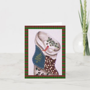 Tarjeta Festiva El hombre de nieve del pueblo se alza