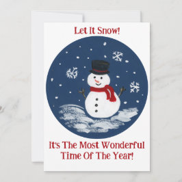 Tarjeta Festiva El Hombre de Nieve rojo maravilloso año de tu foto