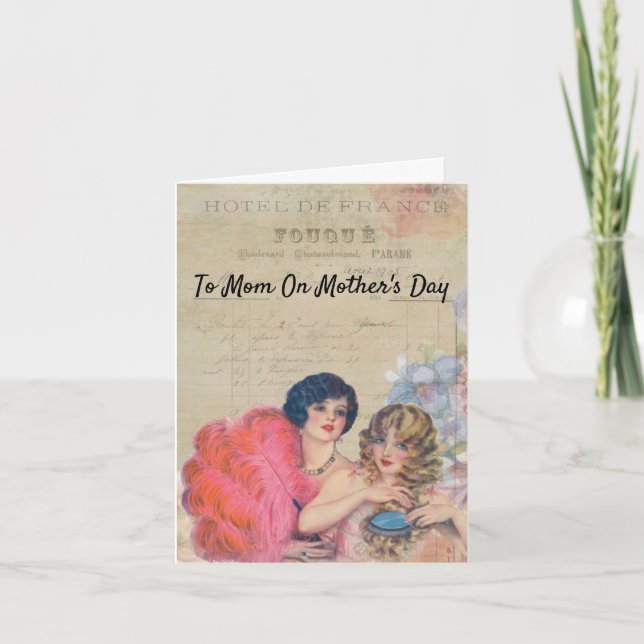 Tarjeta Festiva El hotel Francia de los chicas de la demostración (Anverso)