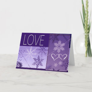 Tarjeta Festiva El invierno: el amor por el copo de nieve en morad