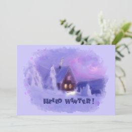 Tarjeta Festiva El Invierno En La Cima De Las Montañas Chalet Whit