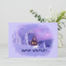 Tarjeta Festiva El Invierno En La Cima De Las Montañas Chalet Whit