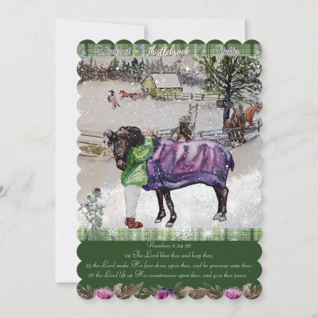 Tarjeta Festiva El invierno en Thistlebrook sacude las Escrituras (Anverso)