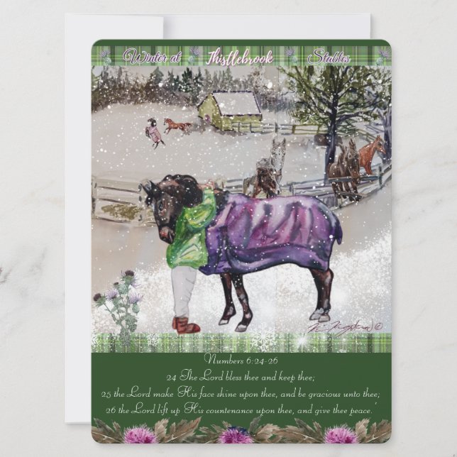 Tarjeta Festiva El invierno en Thistlebrook sacude las Escrituras (Anverso)