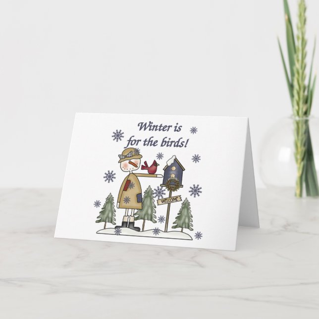 Tarjeta Festiva El invierno es para las aves (Anverso)