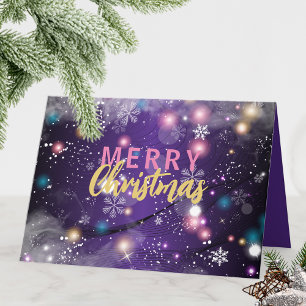 Tarjeta Festiva El invierno morado brillante Wonderland Feliz Navi