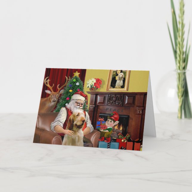 Tarjeta Festiva El Itlaian Spinone de Santa (Anverso)