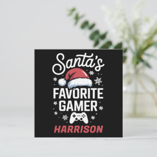 Tarjeta Festiva El Juego Favorito de Santa Personalizado de Navida
