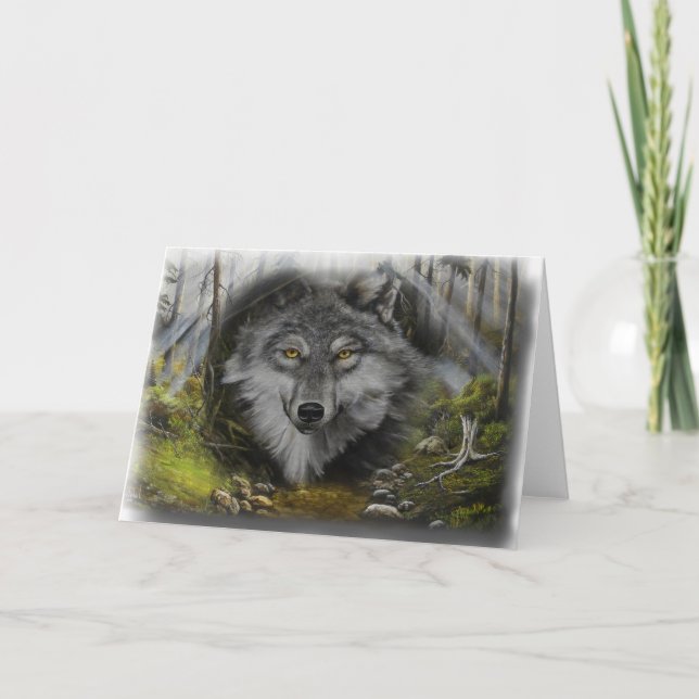 Tarjeta Festiva El lobo se mezcla con la pintura del río (Anverso)