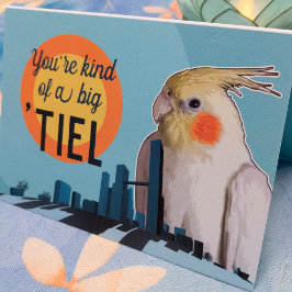 Tarjeta Festiva El loro Pun como un gran tiel Cockatiel Valentine