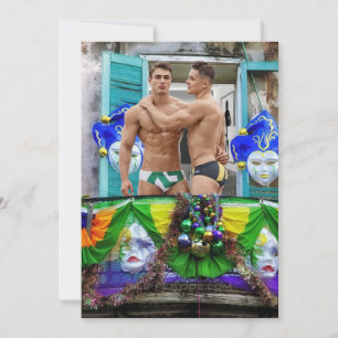 Tarjeta Festiva El Mardi Gras de SlipperyJoe enmascara abalorios d