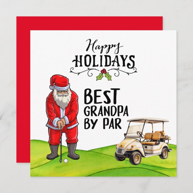 Tarjeta Festiva El mejor abuelo de Par para Navidades con Santa Cl (Anverso / Reverso)