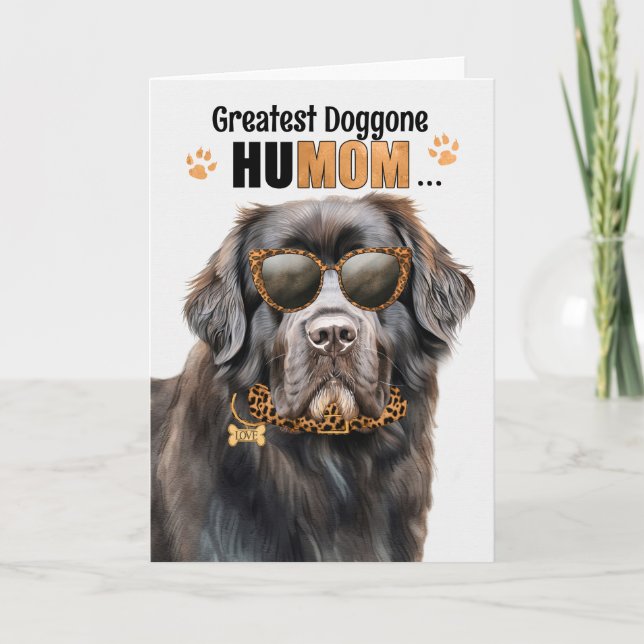Tarjeta Festiva El mejor HuMOM del perro de Terranova del Día de l (Anverso)