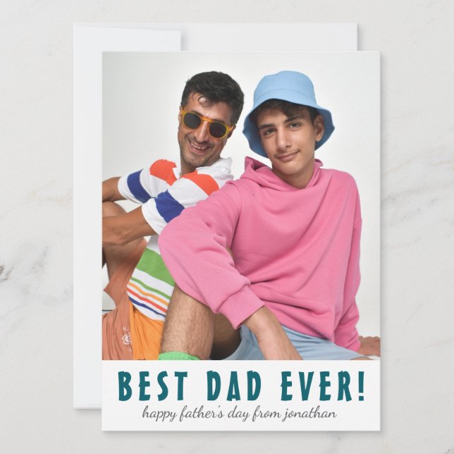 Tarjeta Festiva El mejor papá elegante simple de la historia | Fot (Anverso)