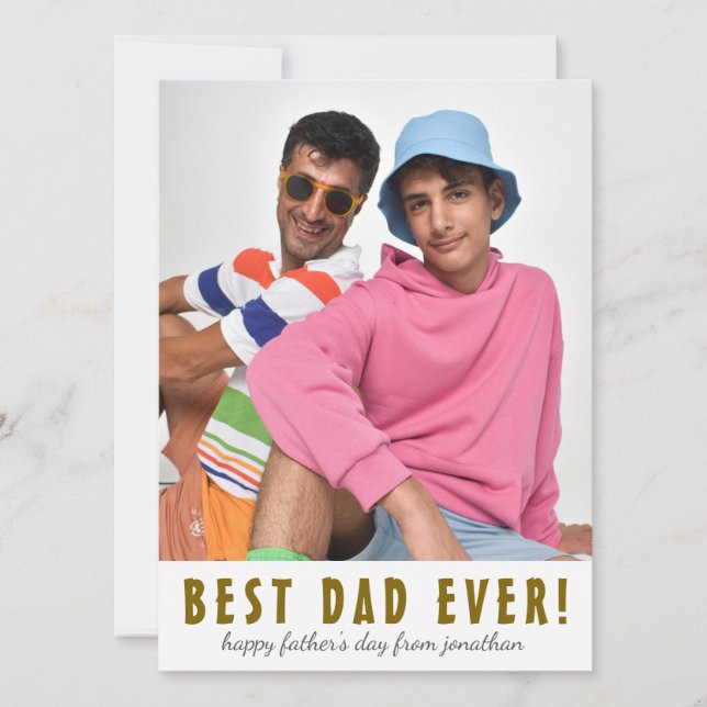 Tarjeta Festiva El mejor papá elegante simple de la historia | Fot (Anverso)