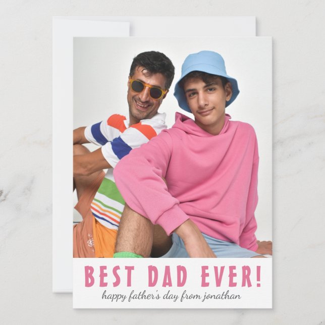 Tarjeta Festiva El mejor papá elegante simple de la historia | Fot (Anverso)