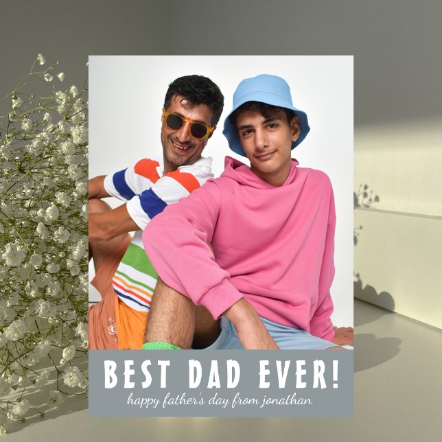 Tarjeta Festiva El mejor papá elegante simple de la historia | Fot (Subido por el creador)