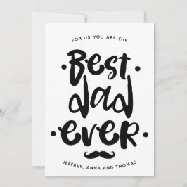 Tarjeta Festiva El mejor papá jamás Black Script Mustache Día del