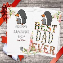 Tarjeta Festiva El mejor papá jamás padre del pingüino floral