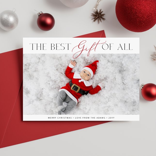 Tarjeta Festiva El mejor regalo de la primera foto navideña del be (Subido por el creador)