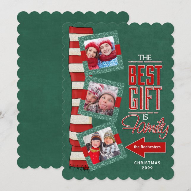 Tarjeta Festiva El mejor regalo es el tablero verde de la familia  (Anverso / Reverso)