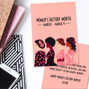 Tarjeta Festiva El mes de la historia de la mujer en todo el mundo