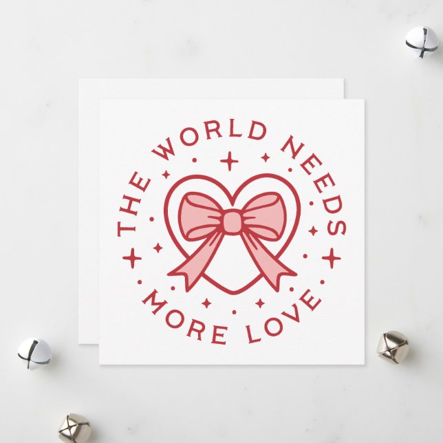 Tarjeta Festiva El mundo necesita más amor coqueta roja (Anverso/Reverso In Situ)