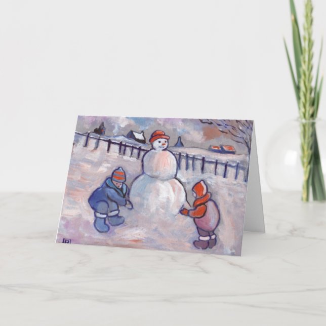TARJETA FESTIVA EL MUÑECO DE NIEVE (Anverso)