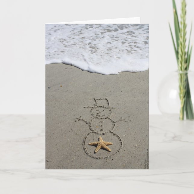 Tarjeta Festiva El muñeco de nieve de Beachwrite (Anverso)