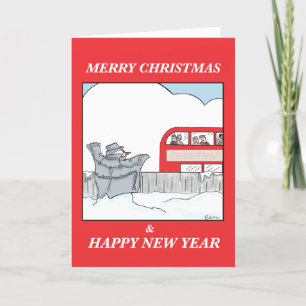 Tarjeta Festiva El muñeco de nieve el destellar