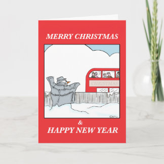 Tarjeta Festiva El muñeco de nieve el destellar