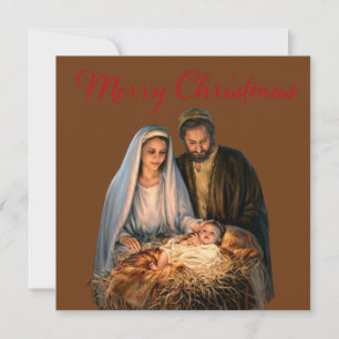 Tarjeta Festiva El Nacimiento con María, José y el niño Jesús 