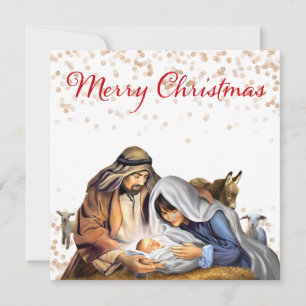 Tarjeta Festiva El Nacimiento con María, José y el Niño Jesús