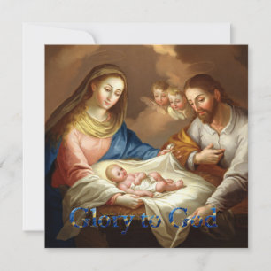 Tarjeta Festiva El Nacimiento con María, José y el niño Jesús