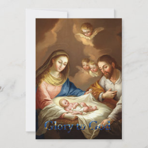 Tarjeta Festiva El Nacimiento con María, José y el niño Jesús