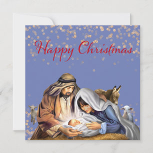Tarjeta Festiva El Nacimiento con María, José y el Niño Jesús