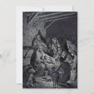 Tarjeta Festiva El Nacimiento de Gustave Doré Tinta Victoriana Pre
