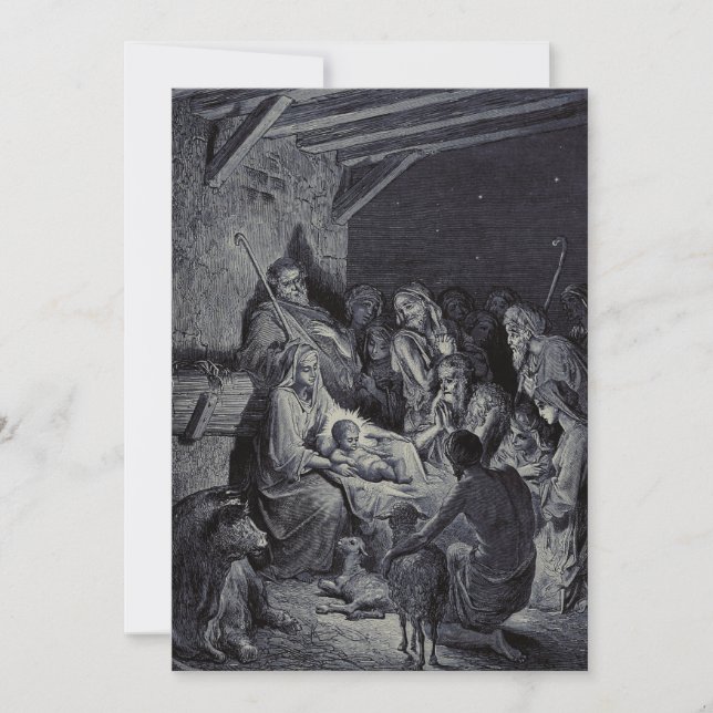 Tarjeta Festiva El Nacimiento de Gustave Doré Tinta Victoriana Pre (Anverso)