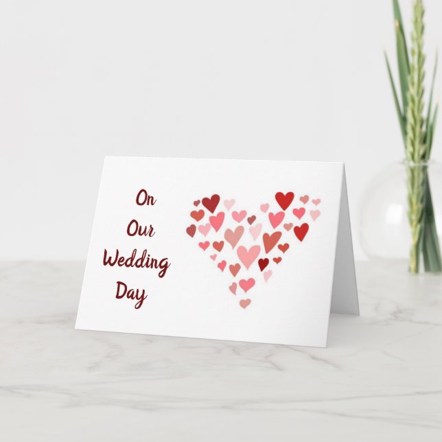 TARJETA FESTIVA EL **NUESTRO DÍA DE LA BODA** CON AMOR (Anverso)