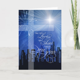 Tarjeta Festiva El nuevo año de la luz y el amor de Dios cristiano