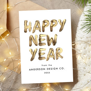 Tarjeta Festiva El oro de Año Nuevo Feliz Moderno, no publicado en