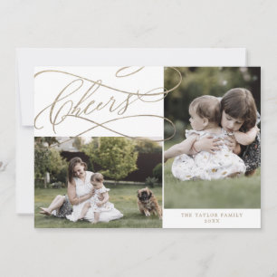 Tarjeta Festiva El Oro Romántico Saluda 3 Foto De Año En Reseña