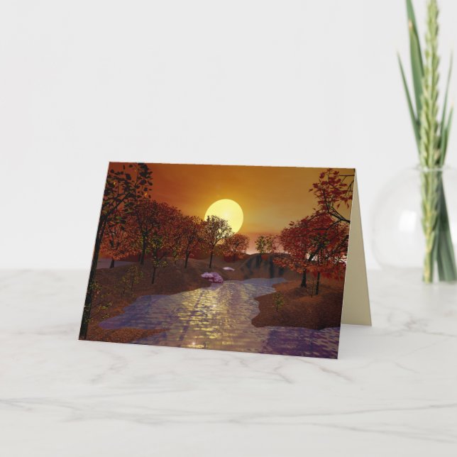 Tarjeta Festiva El oro se retrasa - escena del otoño (Anverso)